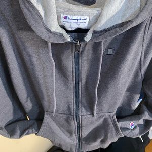Mens small gray Champion fleece zip up Hoodie